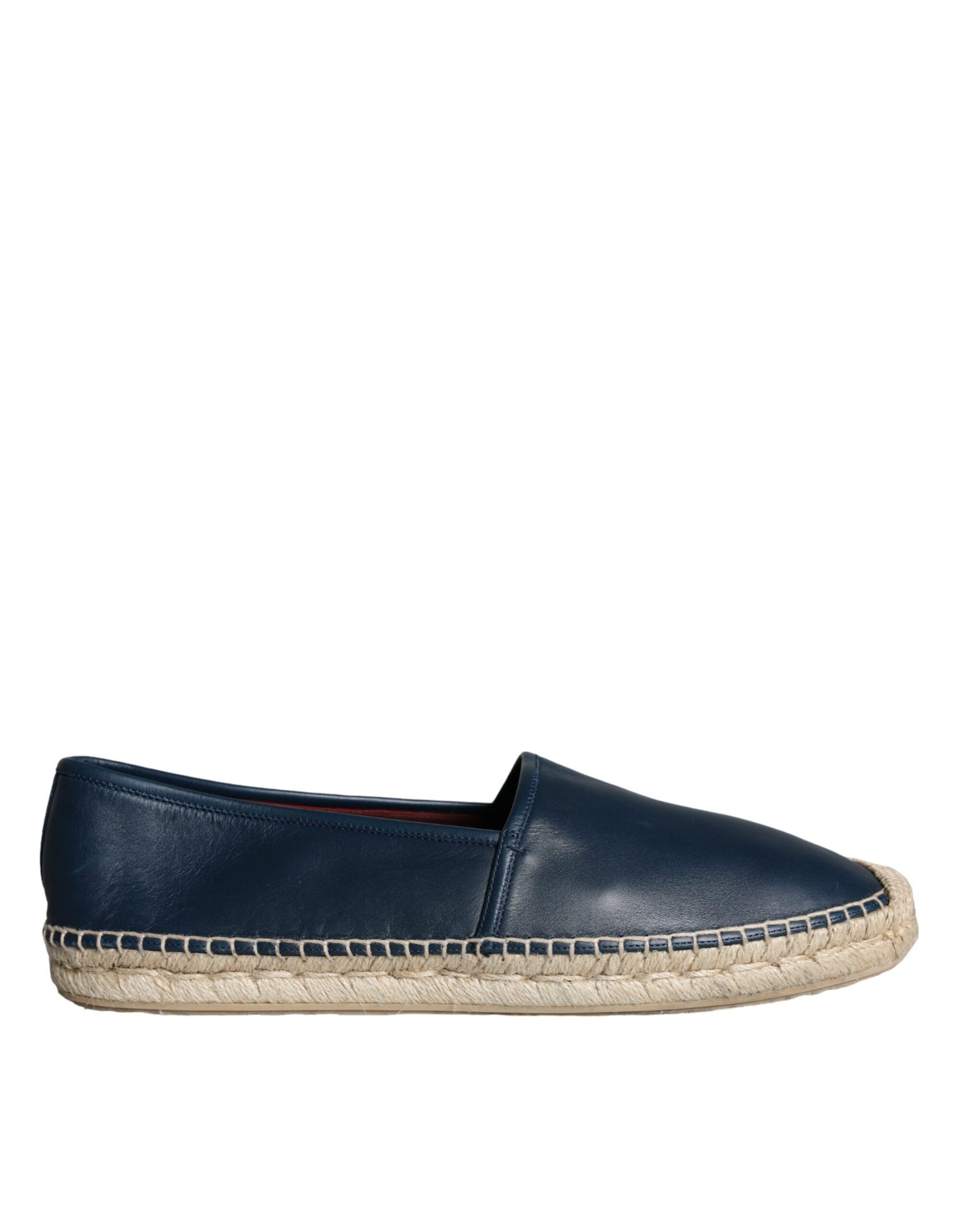 Dolce &amp; Gabbana Blue Leather Leather Espadrille Flats Shoes