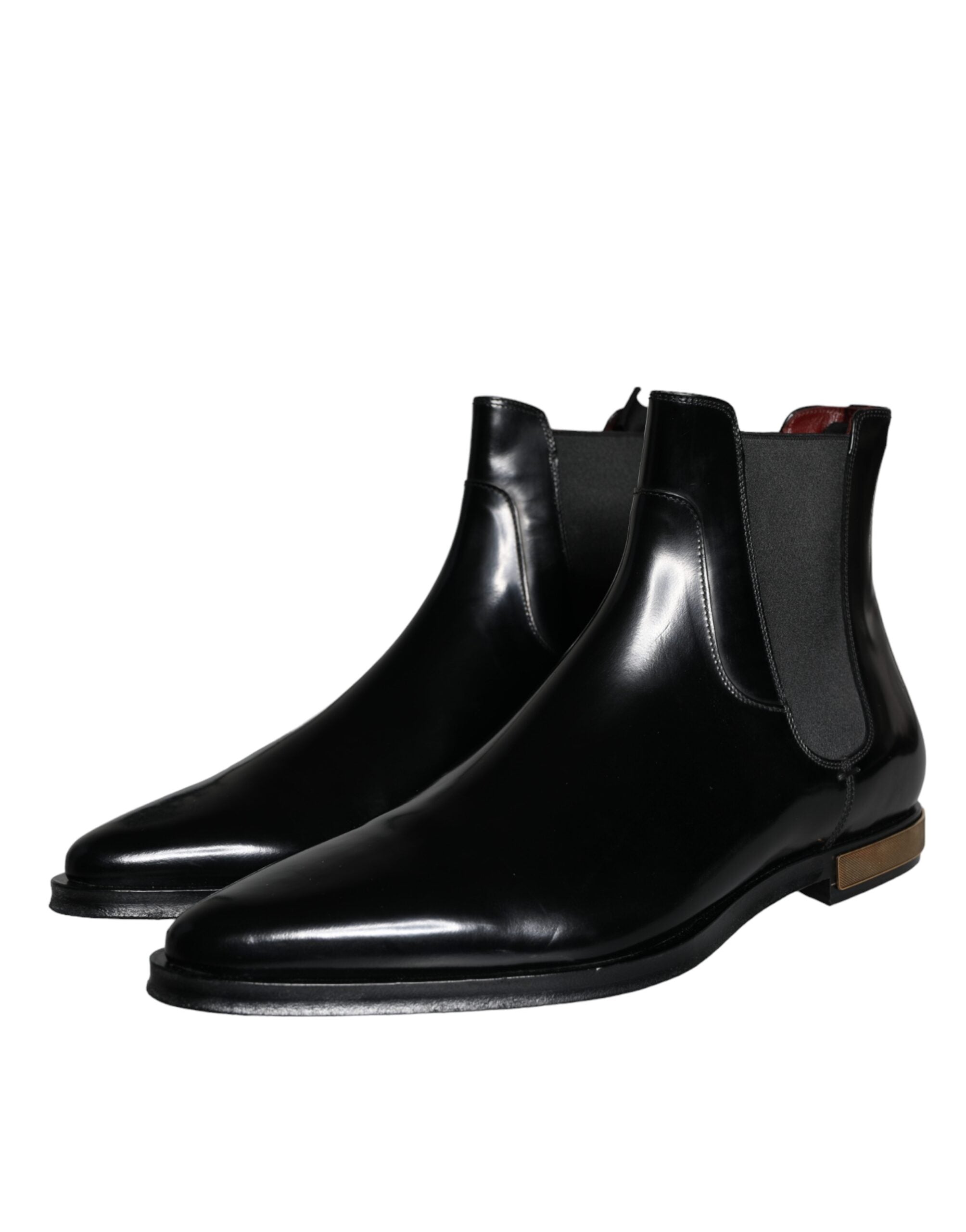 Dolce &amp; Gabbana Black Leather Chelsea Ankle Boots Shoes