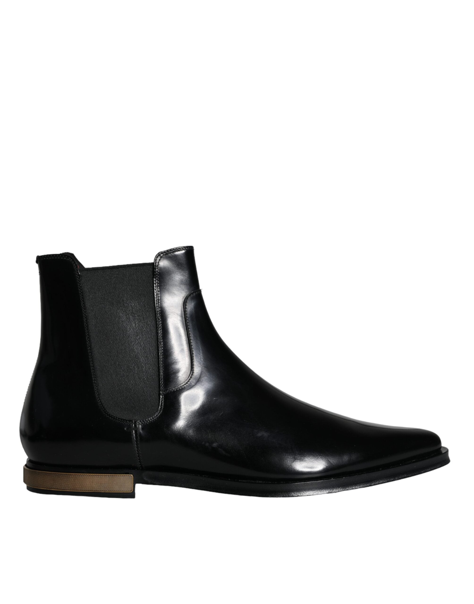 Dolce &amp; Gabbana Black Leather Chelsea Ankle Boots Shoes