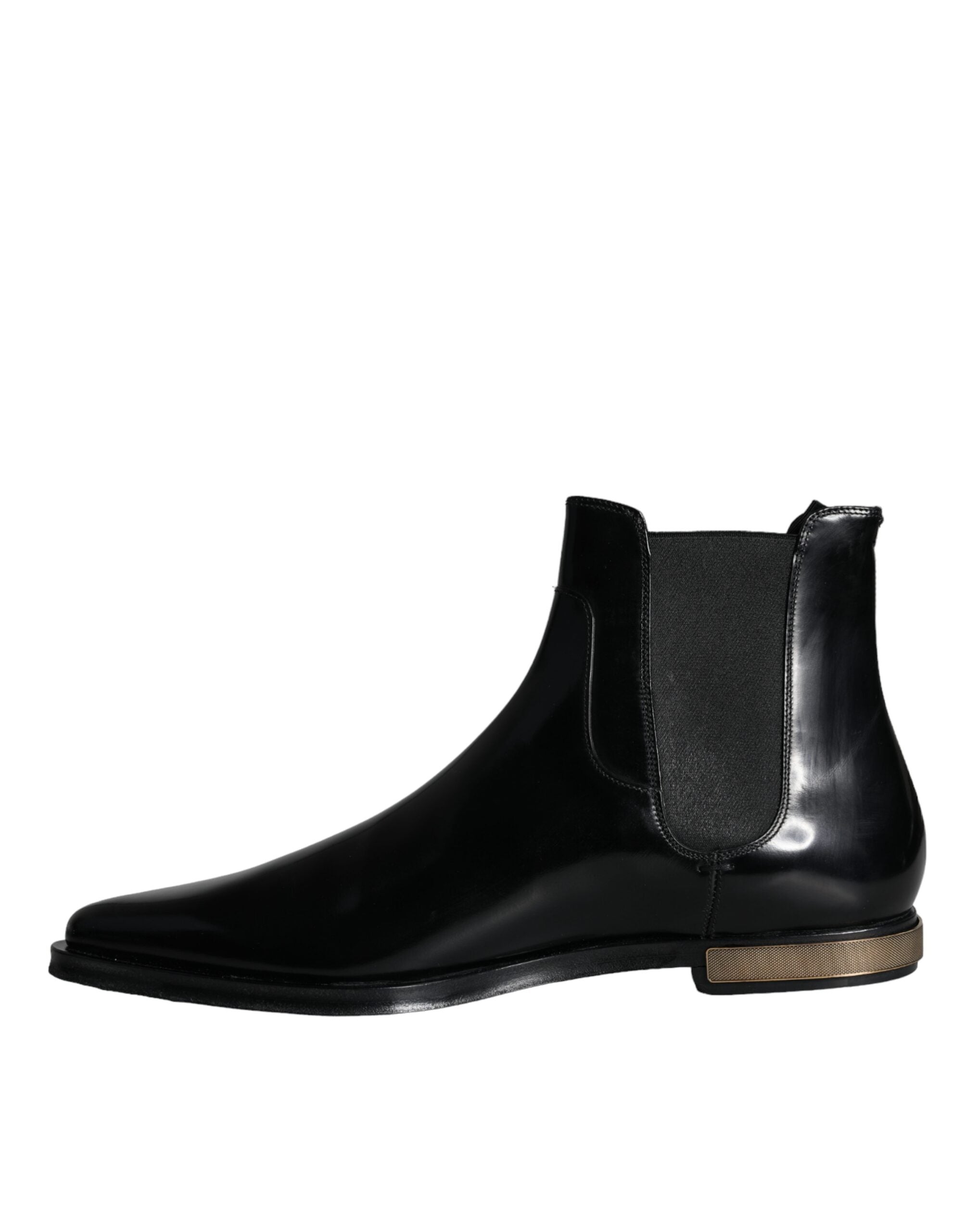 Dolce &amp; Gabbana Black Leather Chelsea Ankle Boots Shoes