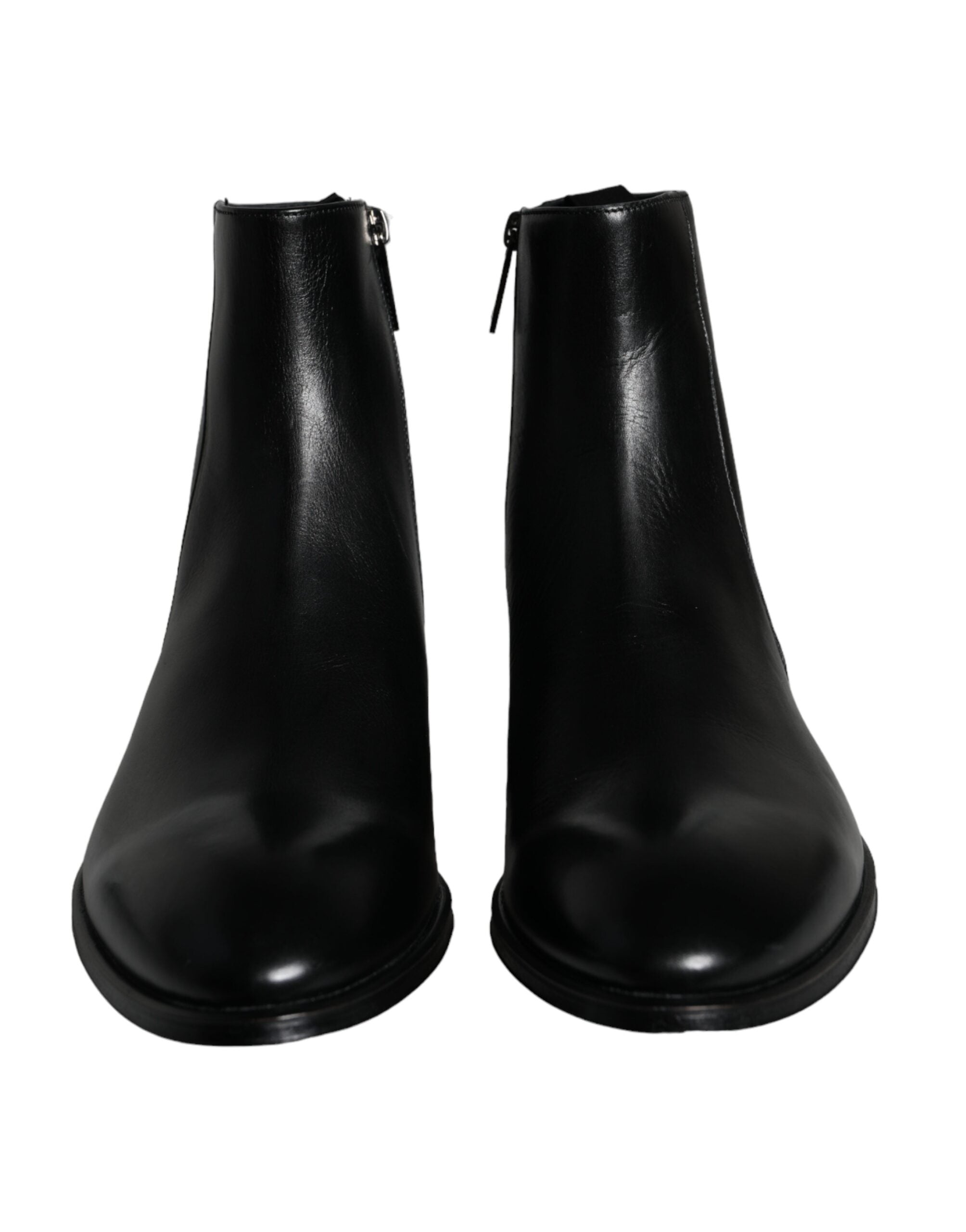 Dolce &amp; Gabbana Black Calf Leather Men Ankle Boots Shoes