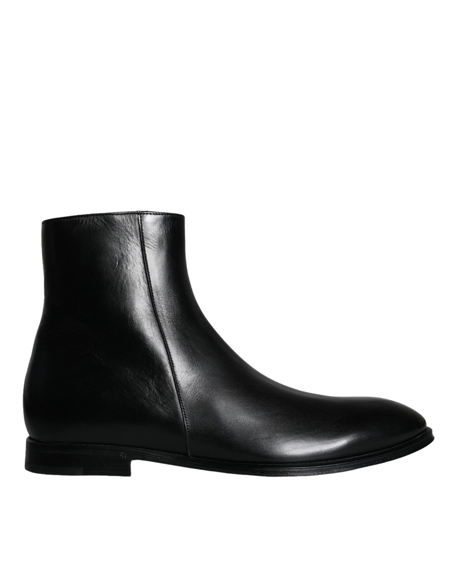 Dolce &amp; Gabbana Black Calf Leather Men Ankle Boots Shoes