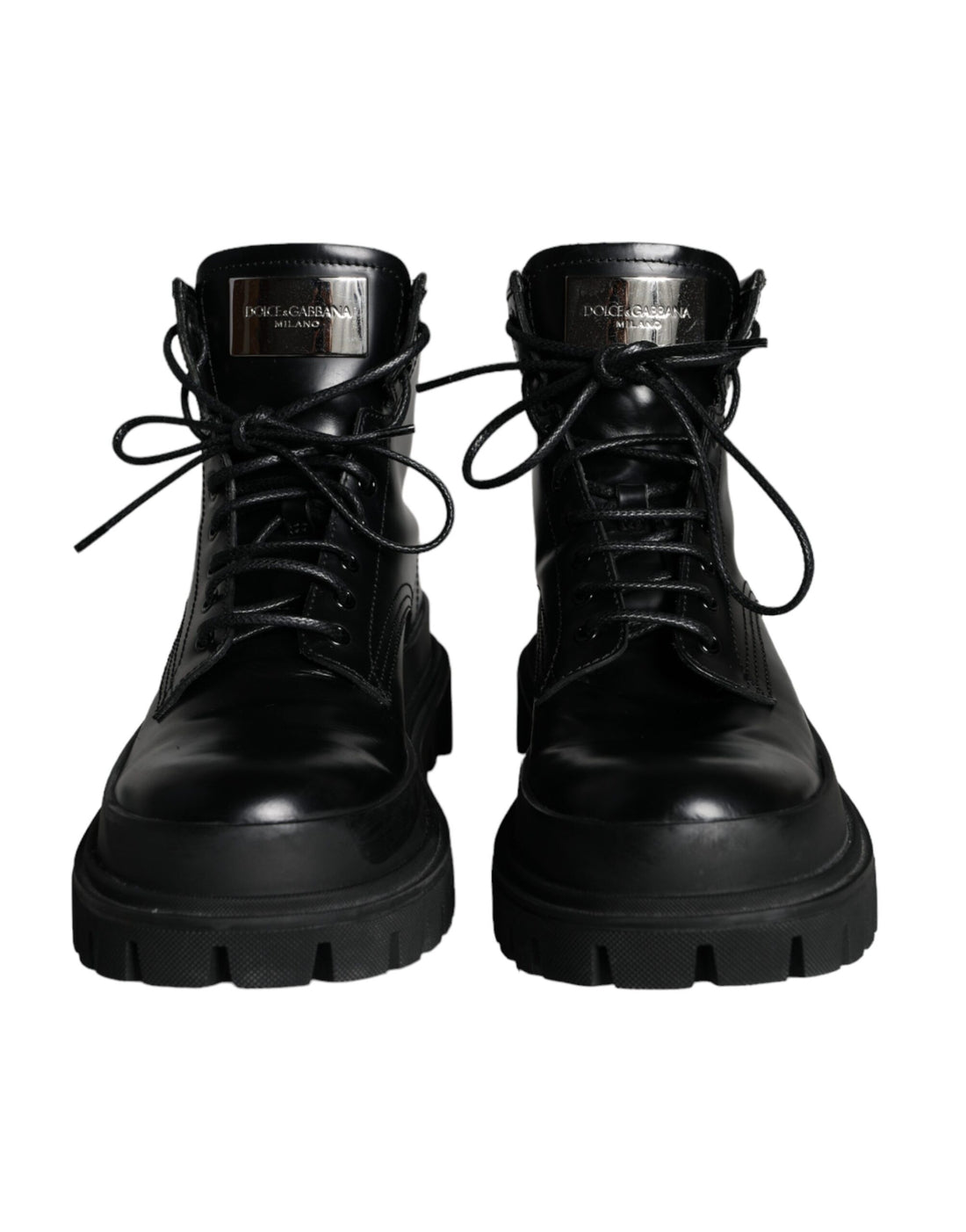 Dolce &amp; Gabbana Black Lace Up Trekking Ankle Boots Men Shoes