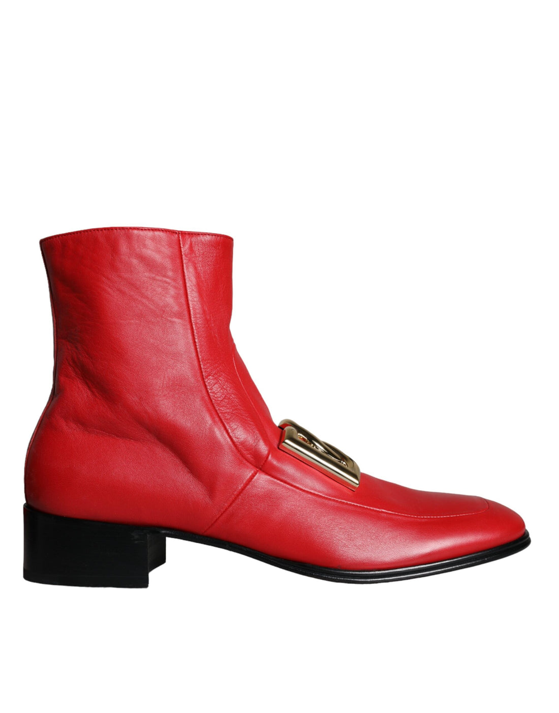 Dolce &amp; Gabbana Red Lambskin Leather Men Ankle Boots Shoes