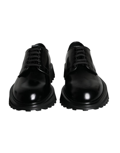 Dolce &amp; Gabbana Black Calf Leather Derby Formal Dress Shoes