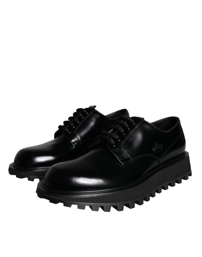 Dolce &amp; Gabbana Black Calf Leather Derby Formal Dress Shoes