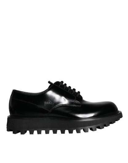 Dolce &amp; Gabbana Black Calf Leather Derby Formal Dress Shoes