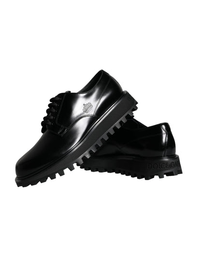 Dolce &amp; Gabbana Black Calf Leather Derby Formal Dress Shoes