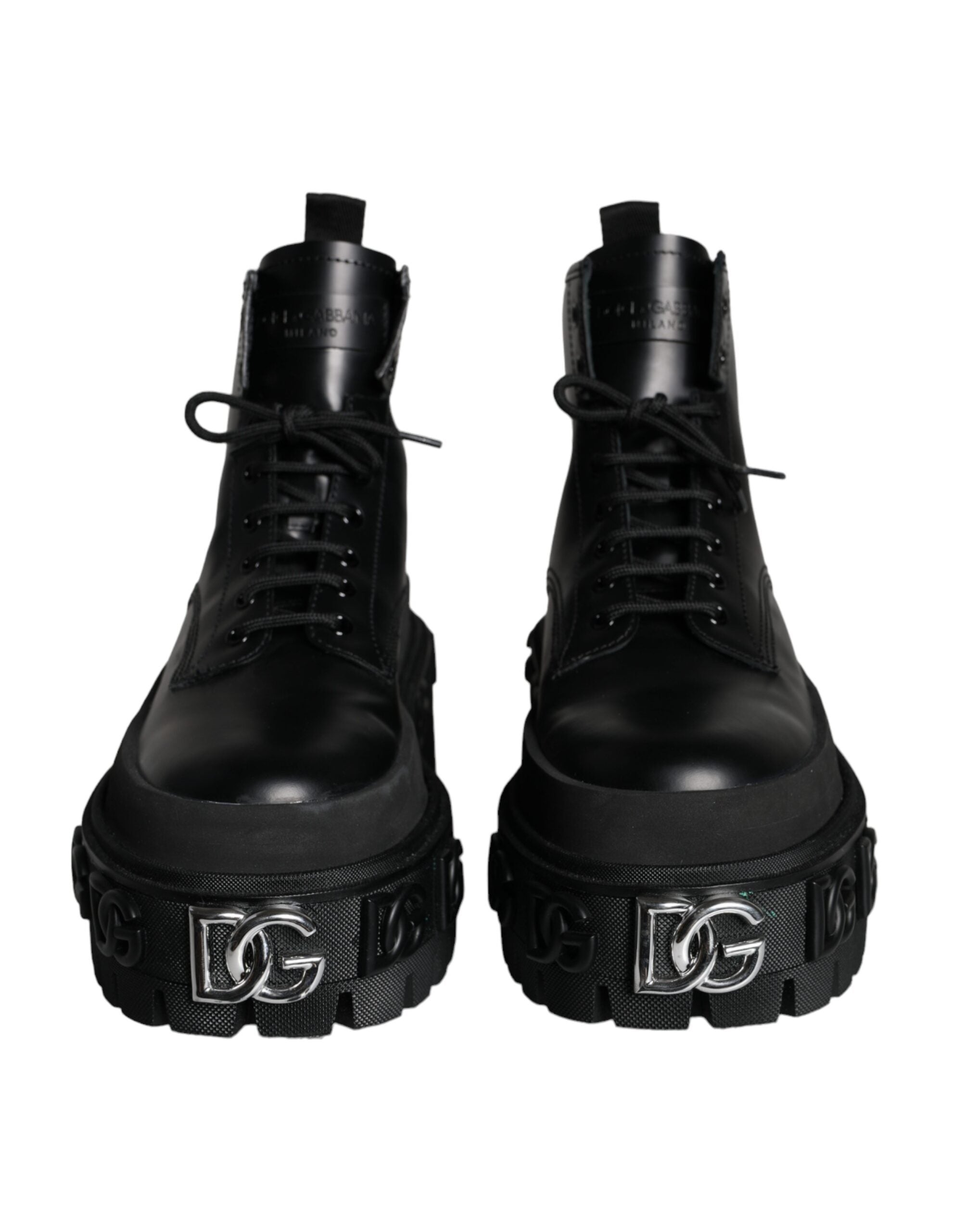 Dolce &amp; Gabbana Black Lace Up Trekking Ankle Boots Men Shoes