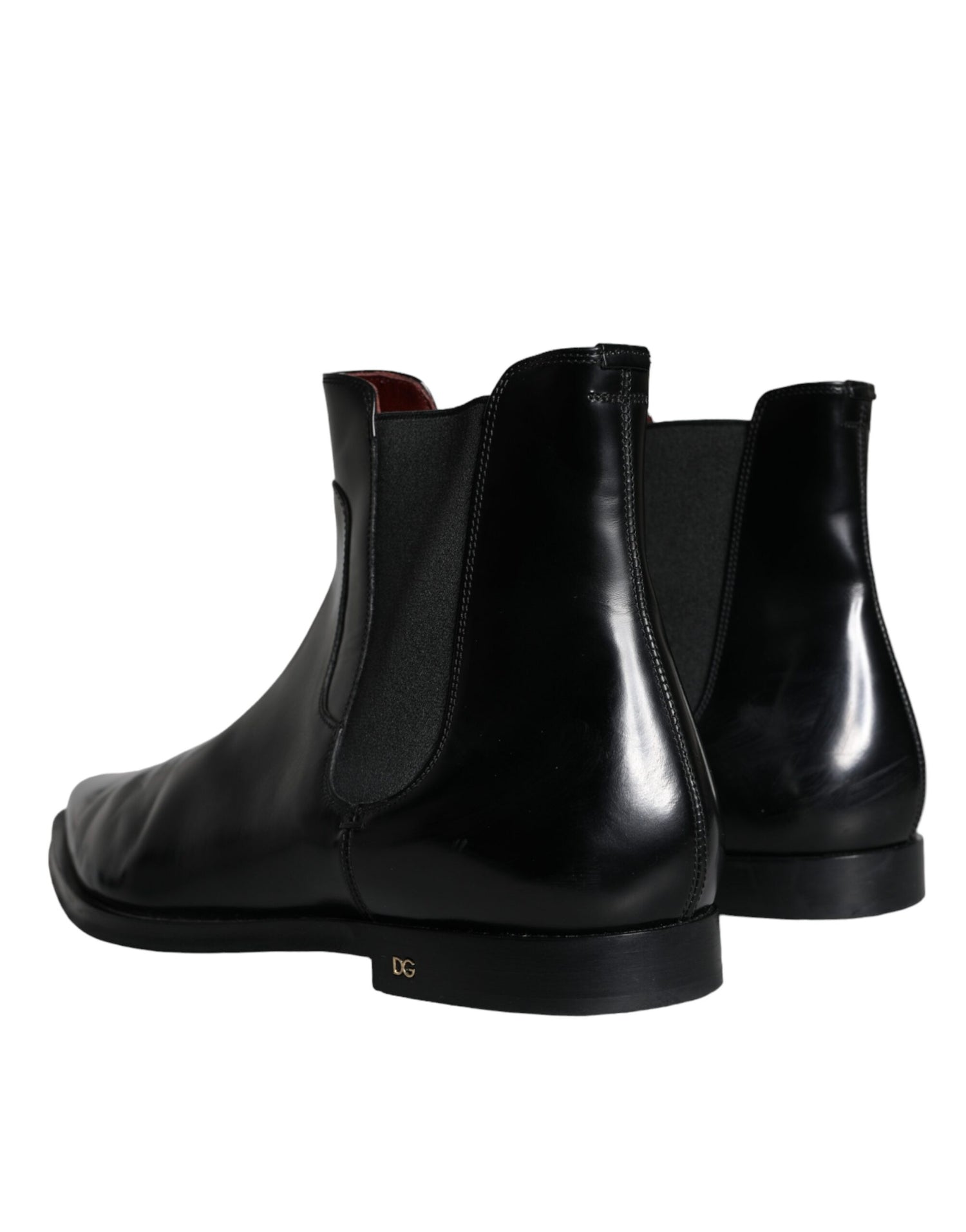 Dolce &amp; Gabbana Black Leather Chelsea Ankle Boots Shoes