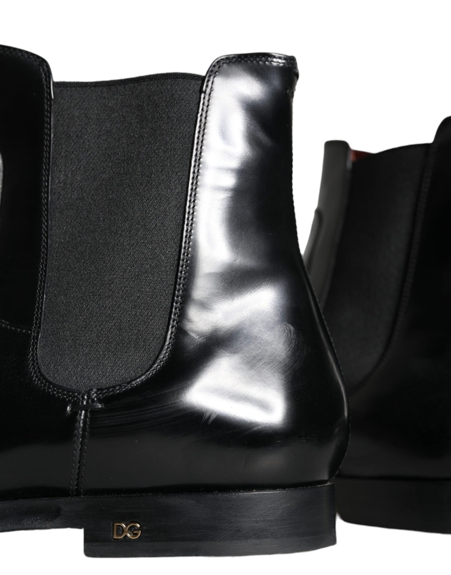 Dolce &amp; Gabbana Black Leather Chelsea Ankle Boots Shoes