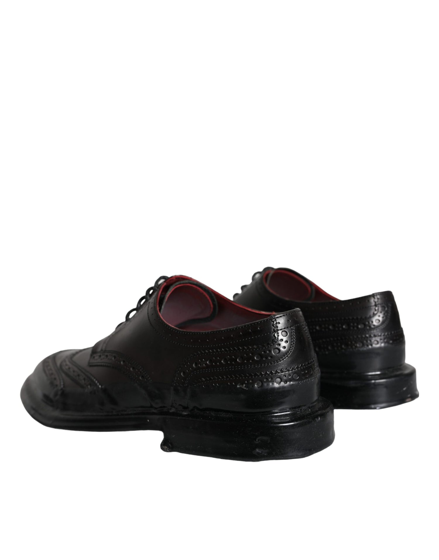 Dolce &amp; Gabbana Black Leather Oxford Wingtip Formal Men Shoes