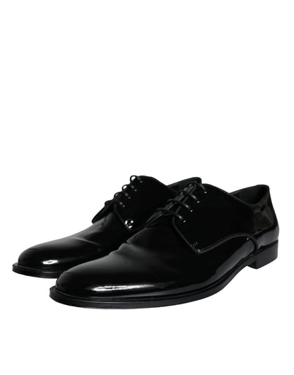 Dolce &amp; Gabbana Black Calfskin Leather Derby Men Dress Shoes