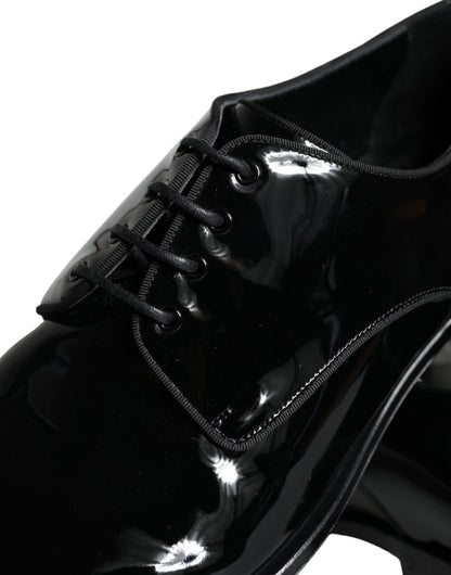 Dolce &amp; Gabbana Black Calfskin Leather Derby Men Dress Shoes