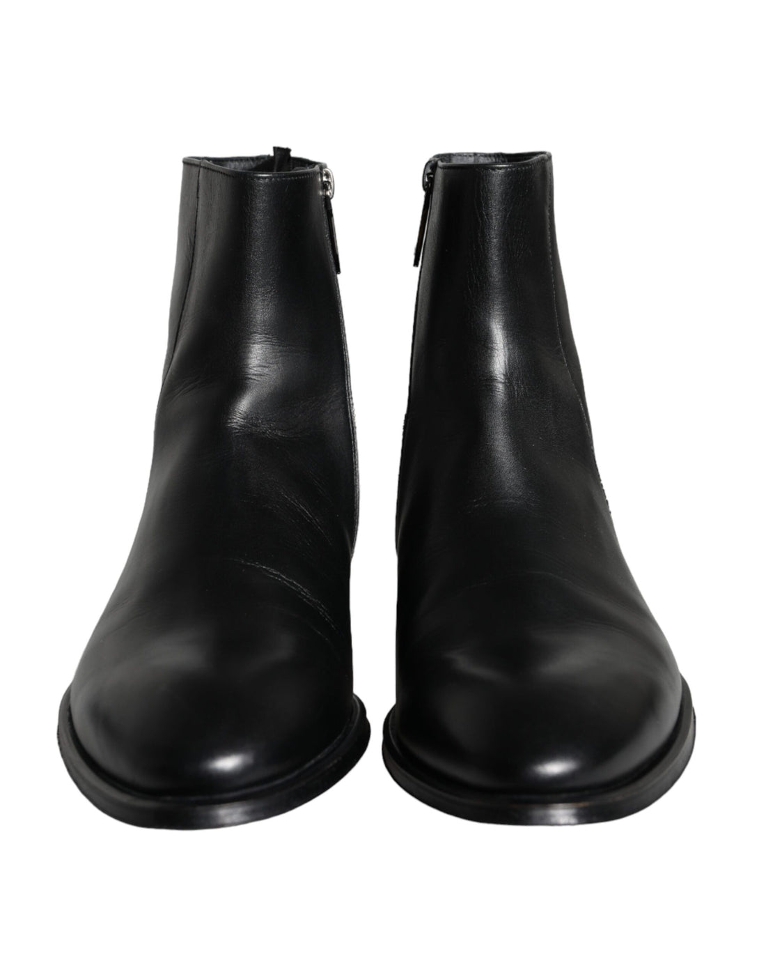 Dolce &amp; Gabbana Black Calf Leather Men Ankle Boots Men Shoes