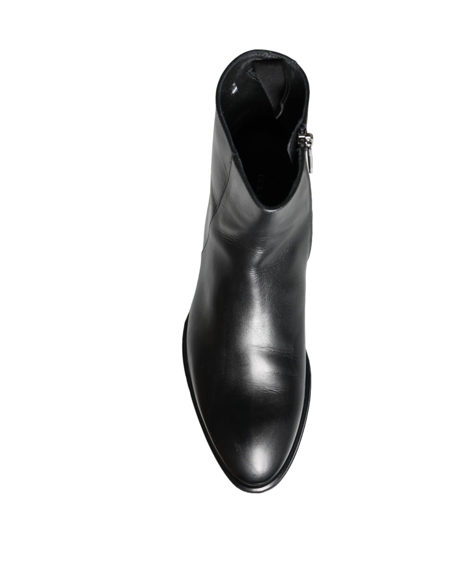 Dolce &amp; Gabbana Black Calf Leather Men Ankle Boots Men Shoes