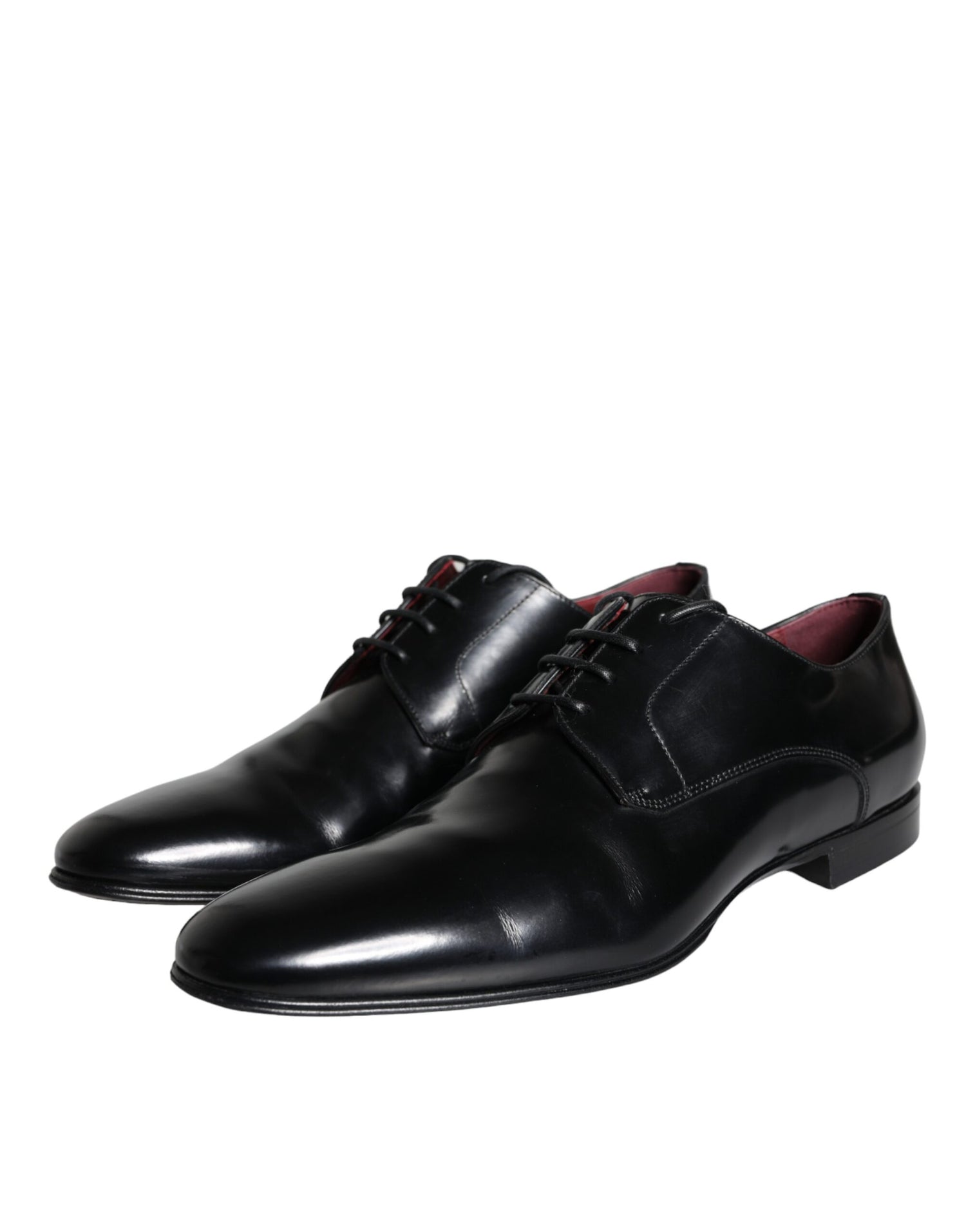 Dolce &amp; Gabbana Black Calfskin Leather Derby Men Dress Shoes