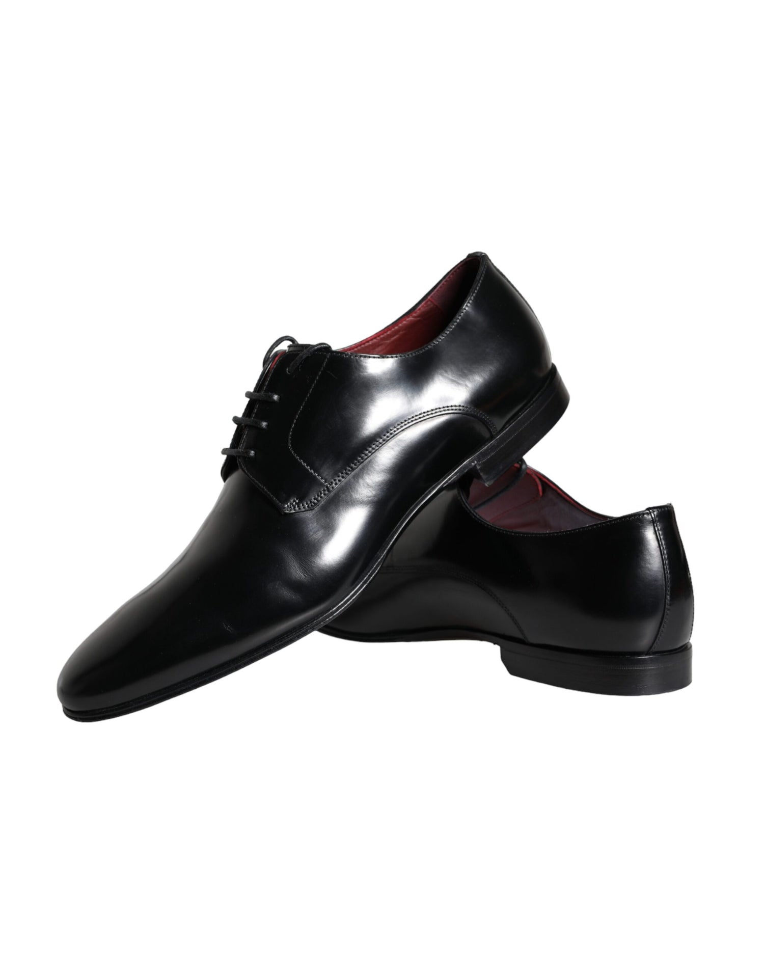 Dolce &amp; Gabbana Black Calfskin Leather Derby Men Dress Shoes