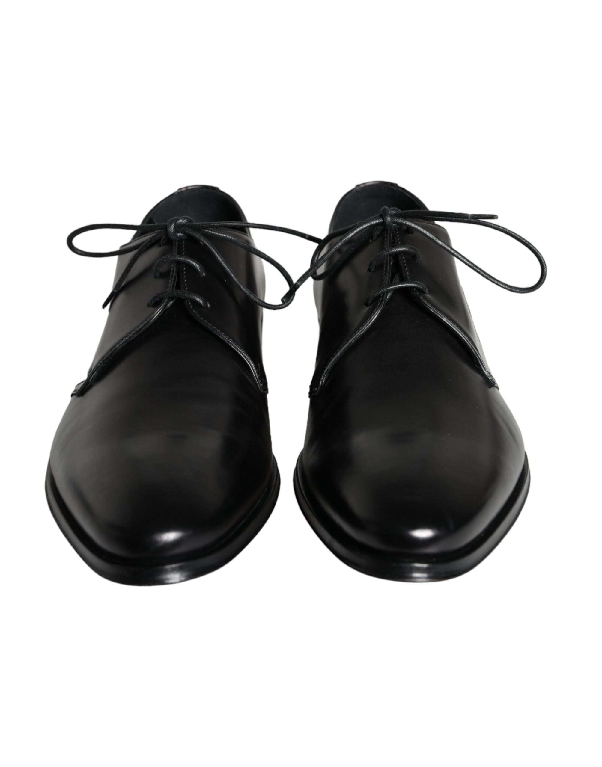 Dolce &amp; Gabbana Black Calfskin Leather Derby Men Dress Shoes