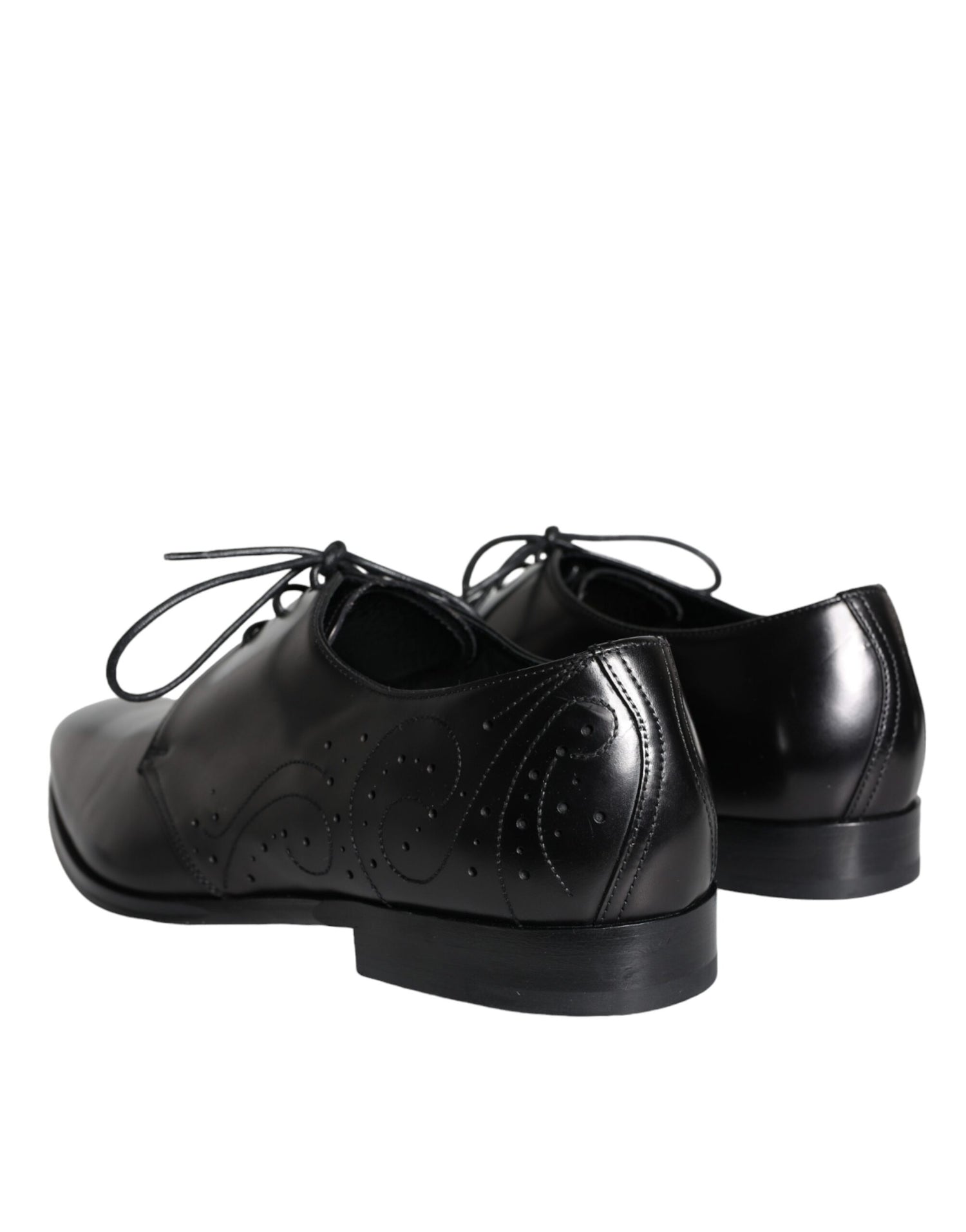 Dolce &amp; Gabbana Black Calfskin Leather Derby Men Dress Shoes