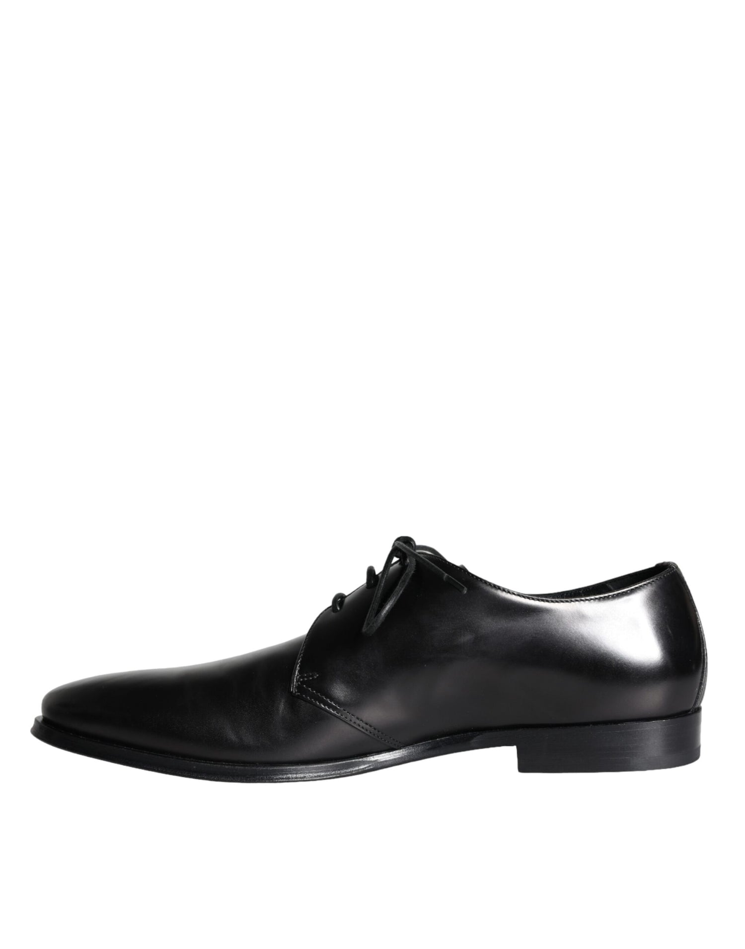 Dolce &amp; Gabbana Black Calfskin Leather Derby Men Dress Shoes