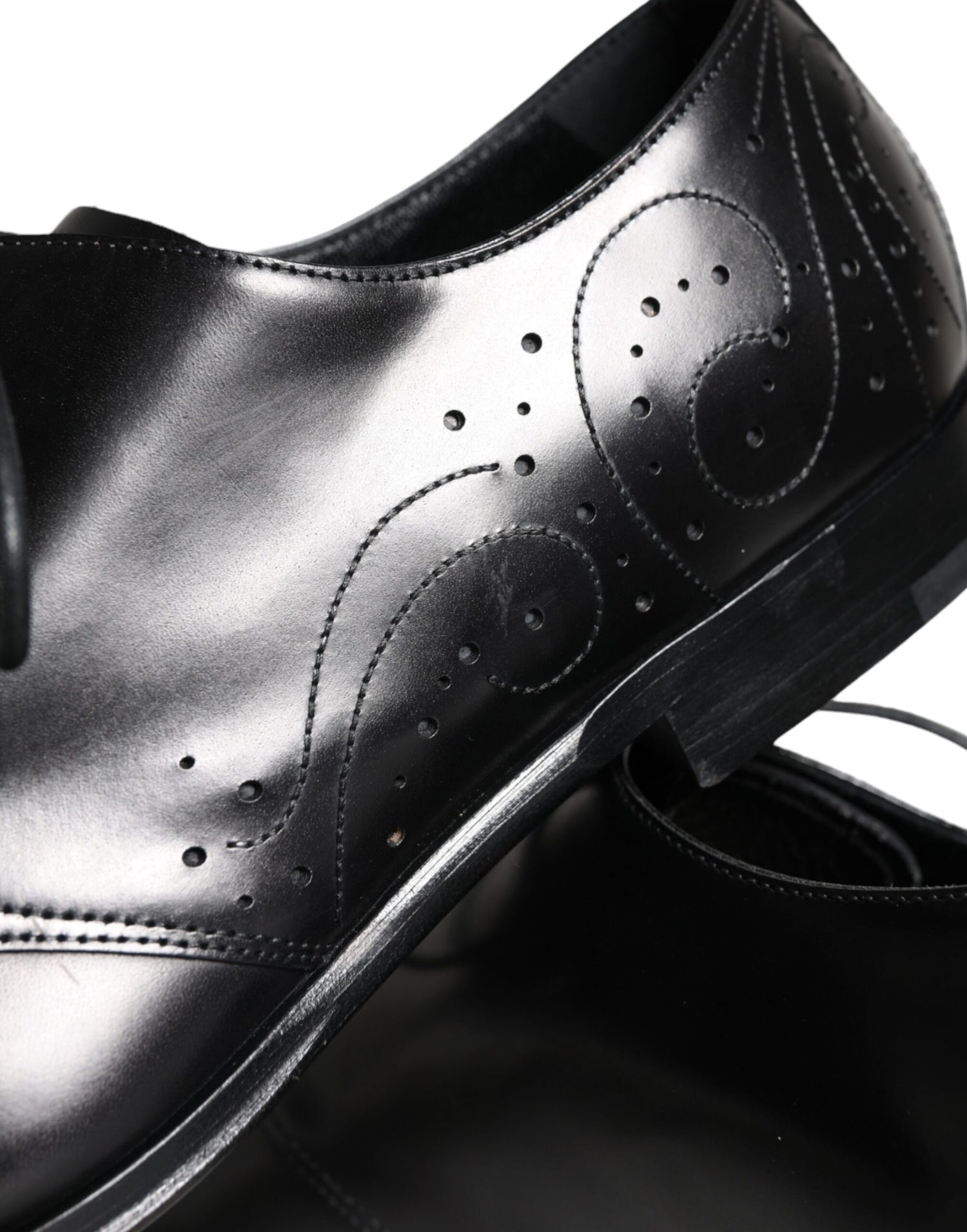 Dolce &amp; Gabbana Black Calfskin Leather Derby Men Dress Shoes