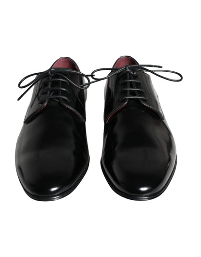 Dolce &amp; Gabbana Black Calfskin Leather Derby Dress Men Shoes