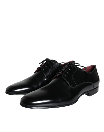 Dolce &amp; Gabbana Black Calfskin Leather Derby Dress Men Shoes