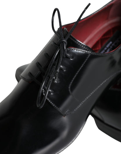 Dolce &amp; Gabbana Black Calfskin Leather Derby Dress Men Shoes