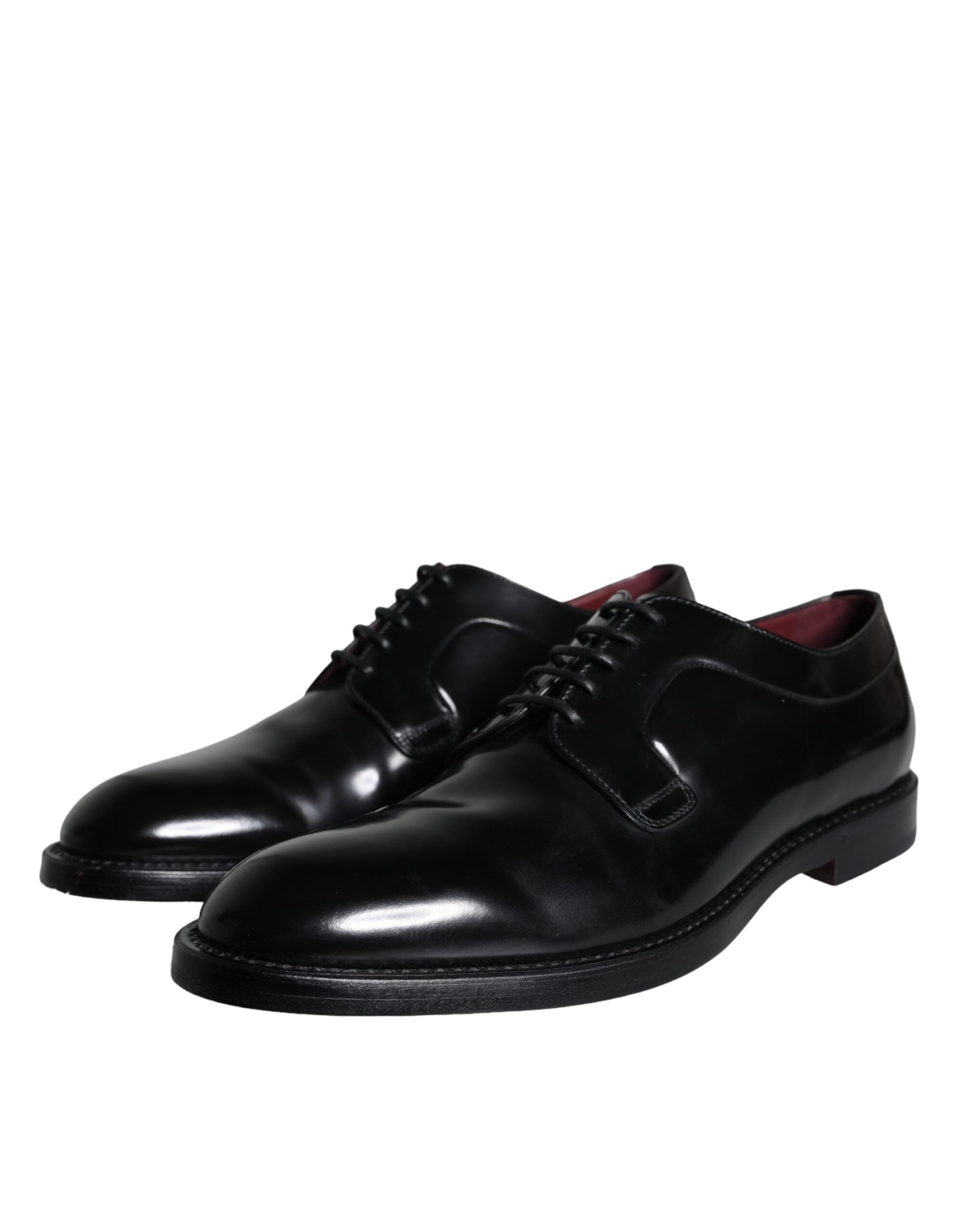 Dolce &amp; Gabbana Black Calfskin Leather Derby Men Dress Shoes