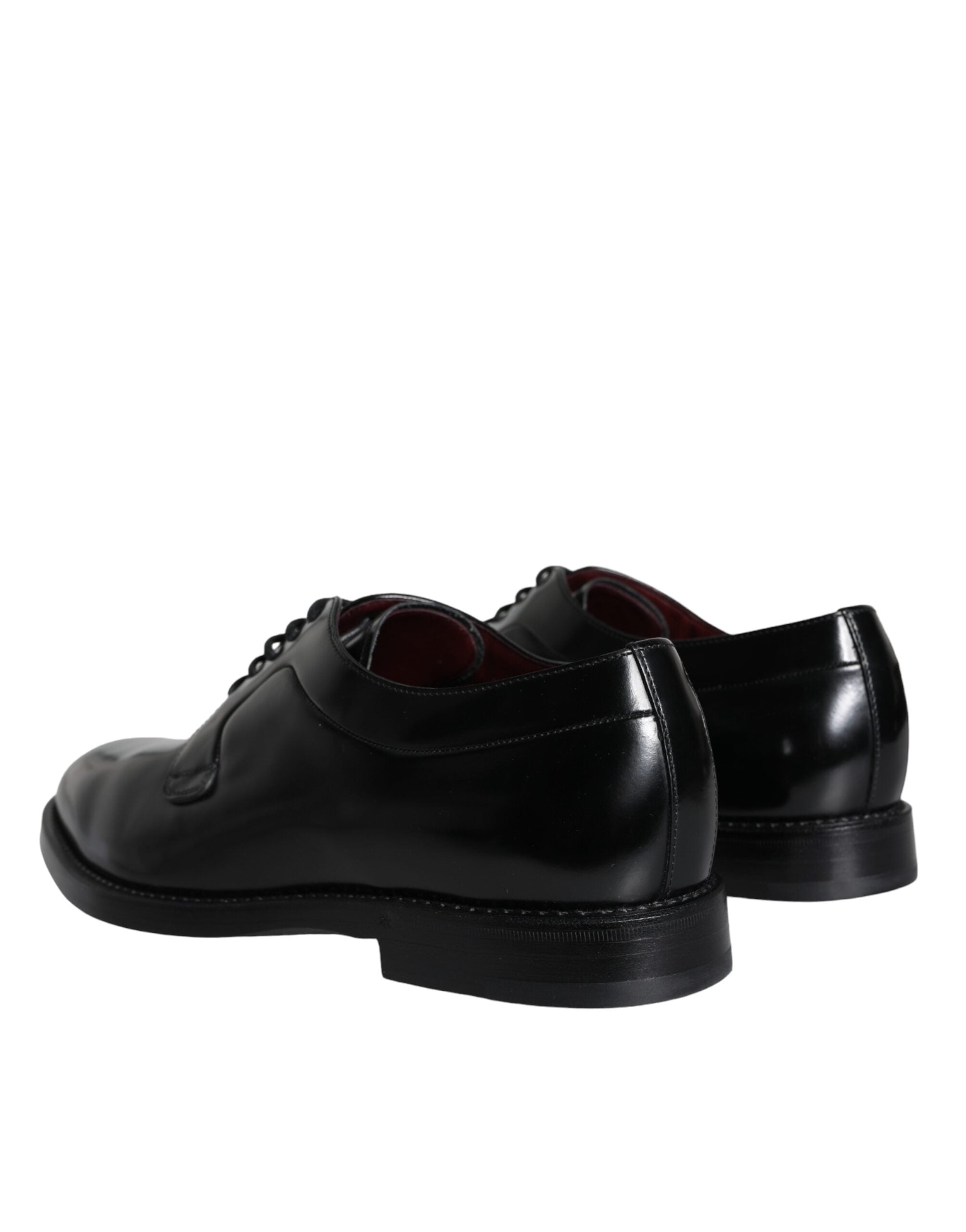 Dolce &amp; Gabbana Black Calfskin Leather Derby Men Dress Shoes