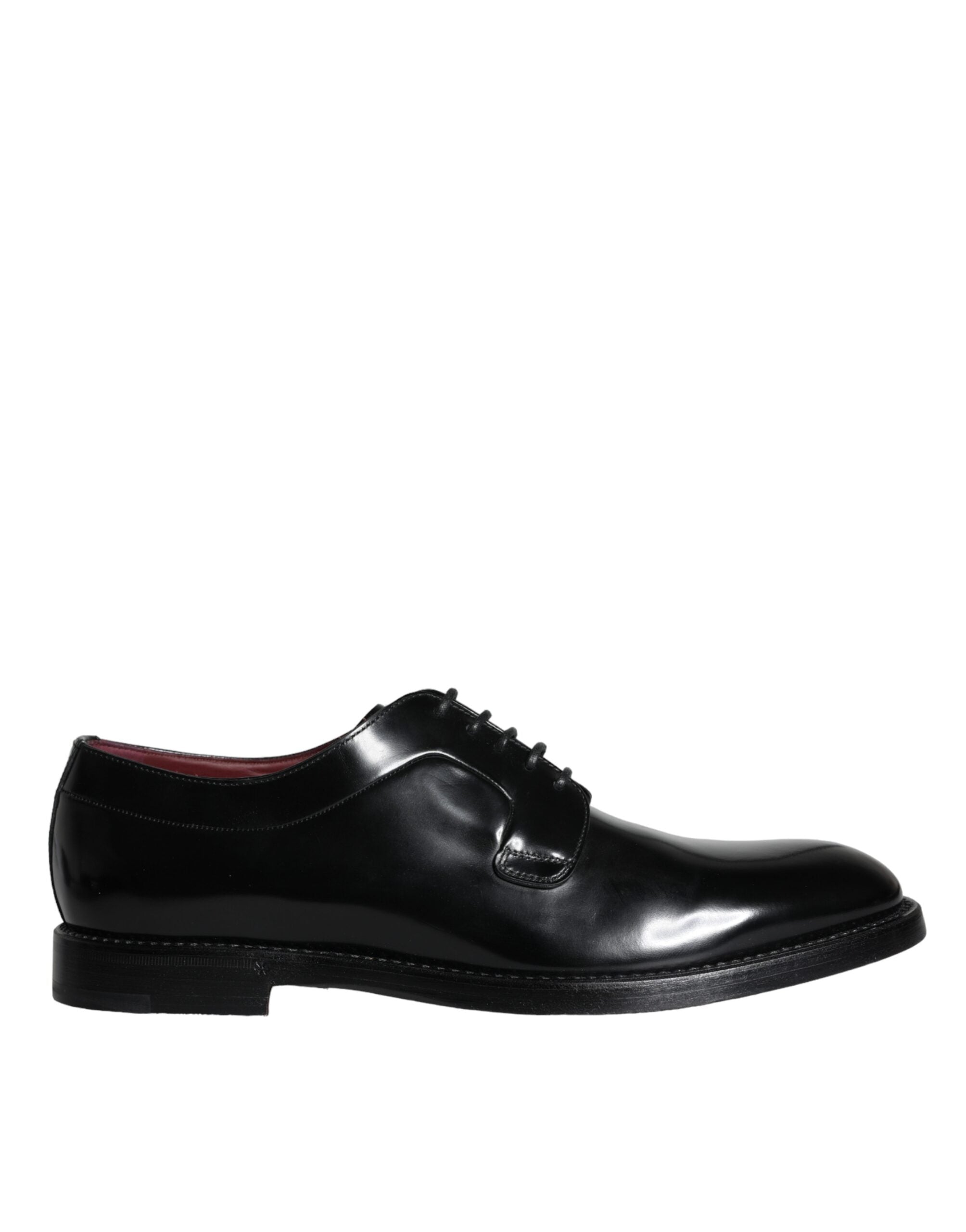 Dolce &amp; Gabbana Black Calfskin Leather Derby Men Dress Shoes