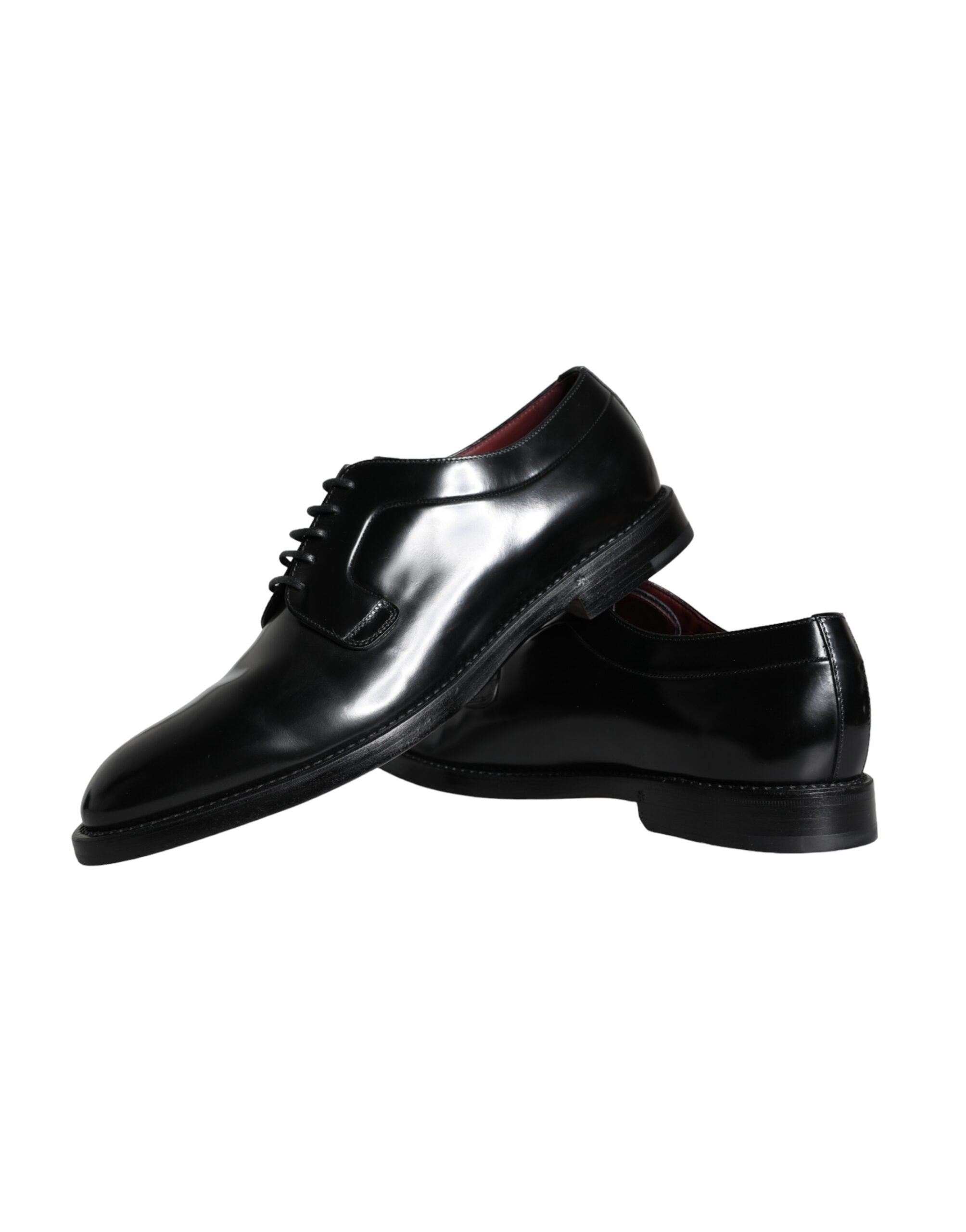 Dolce &amp; Gabbana Black Calfskin Leather Derby Men Dress Shoes