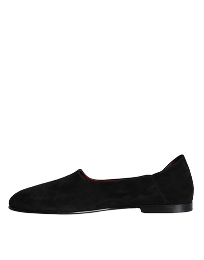 Dolce &amp; Gabbana Black Suede Loafers Formal Slip On Shoes