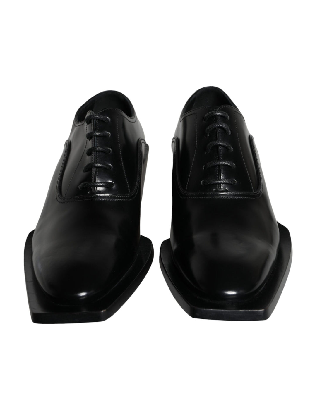 Dolce &amp; Gabbana Black Calfskin Leather Derby Dress Men Shoes