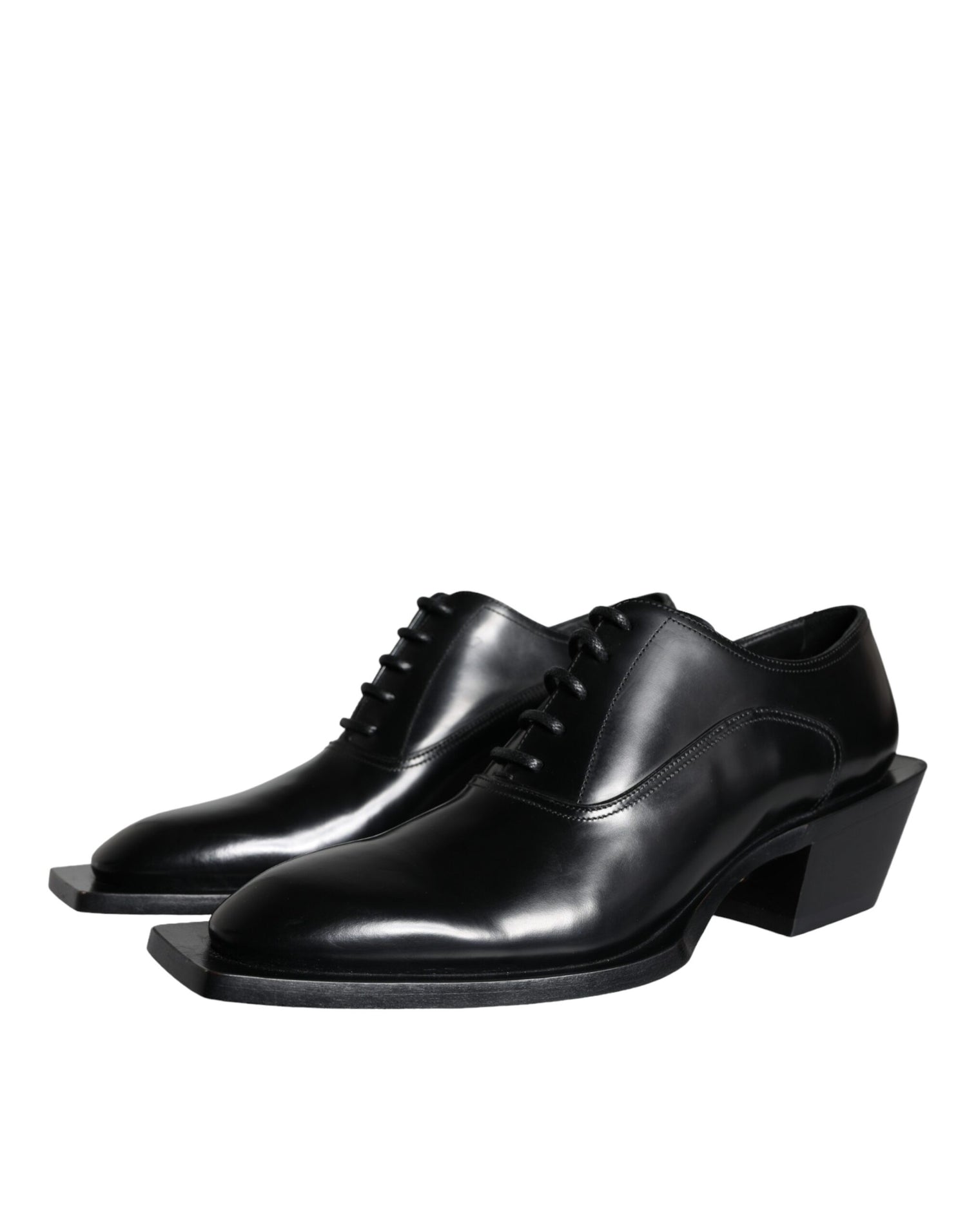 Dolce &amp; Gabbana Black Calfskin Leather Derby Dress Men Shoes