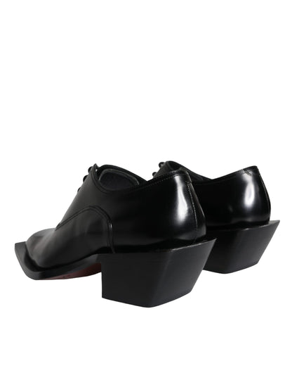 Dolce &amp; Gabbana Black Calfskin Leather Derby Dress Men Shoes