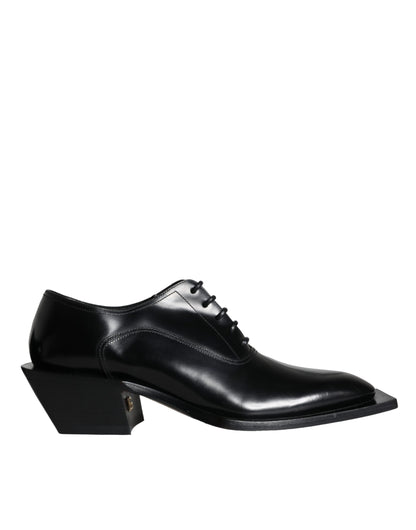 Dolce &amp; Gabbana Black Calfskin Leather Derby Dress Men Shoes