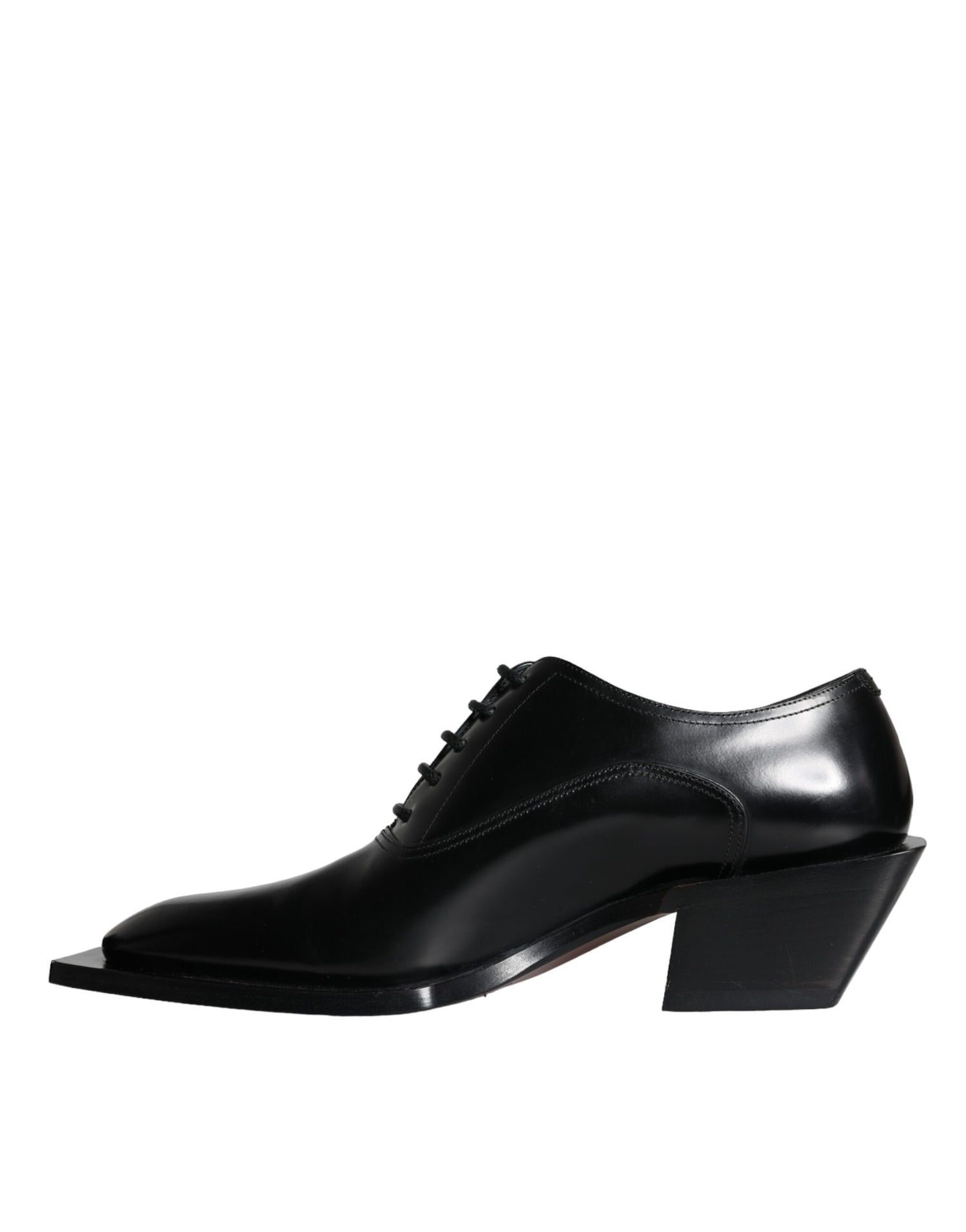 Dolce &amp; Gabbana Black Calfskin Leather Derby Dress Men Shoes