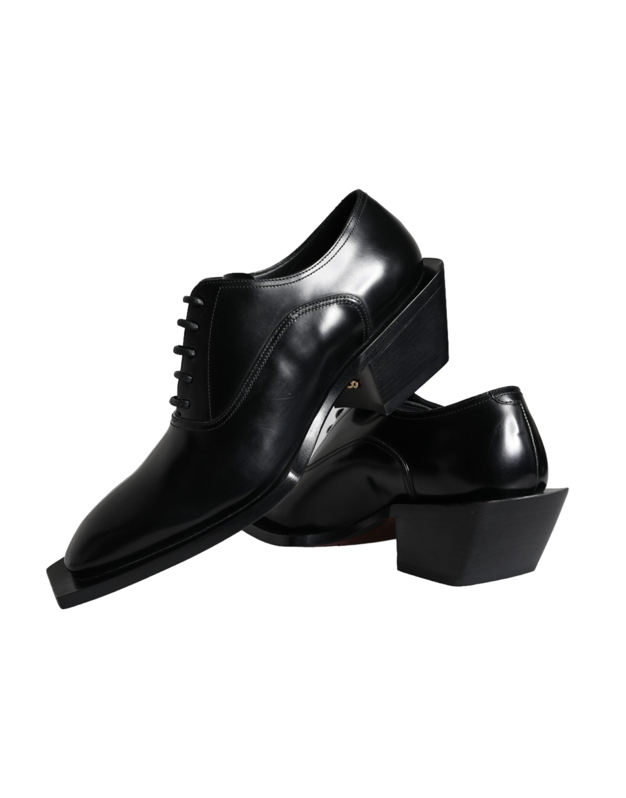 Dolce &amp; Gabbana Black Calfskin Leather Derby Dress Men Shoes