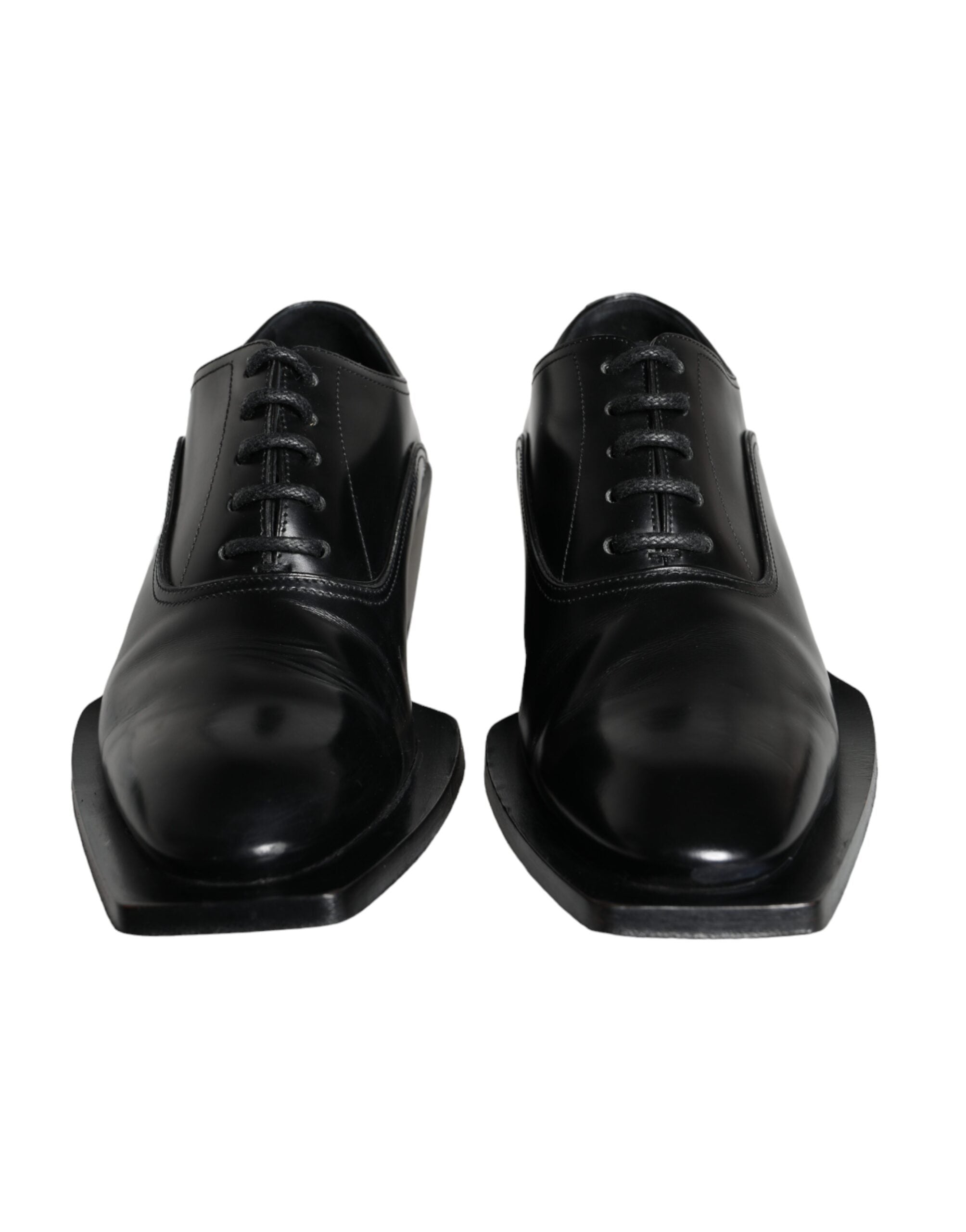 Dolce &amp; Gabbana Black Calfskin Leather Derby Dress Men Shoes