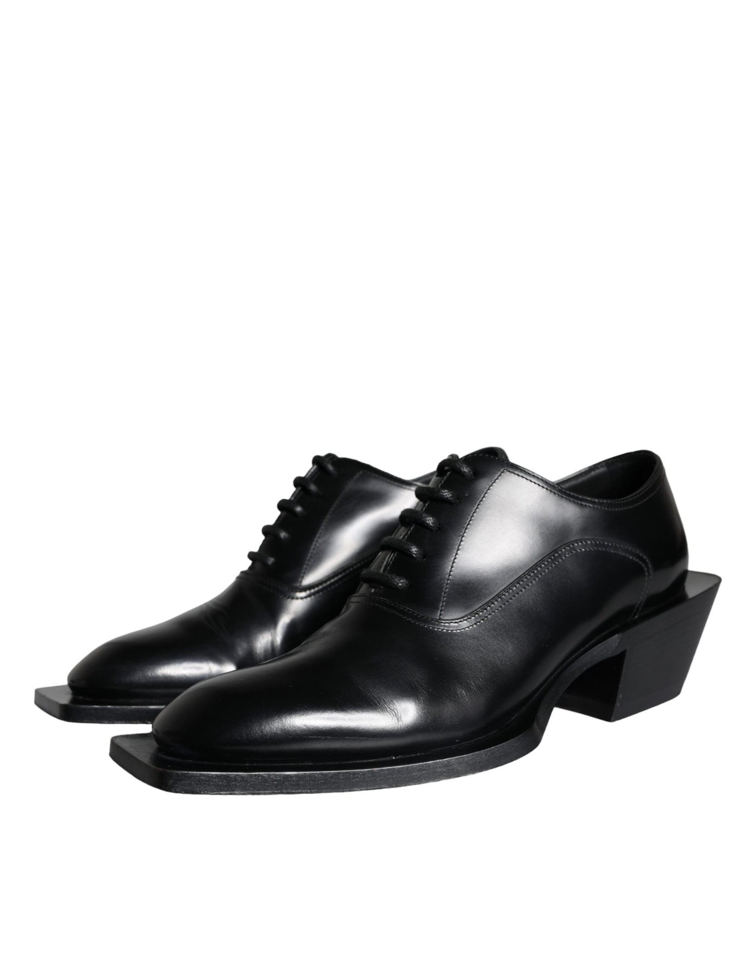 Dolce &amp; Gabbana Black Calfskin Leather Derby Dress Men Shoes