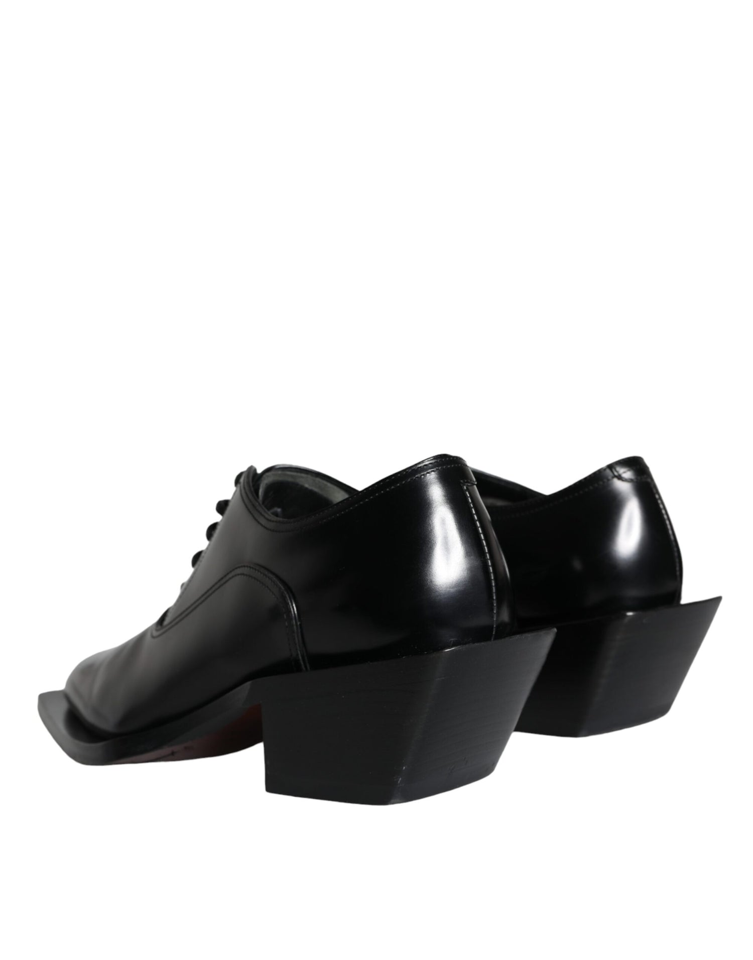 Dolce &amp; Gabbana Black Calfskin Leather Derby Dress Men Shoes