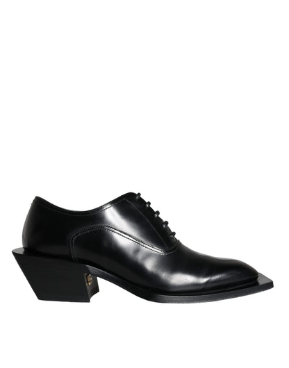 Dolce &amp; Gabbana Black Calfskin Leather Derby Dress Men Shoes