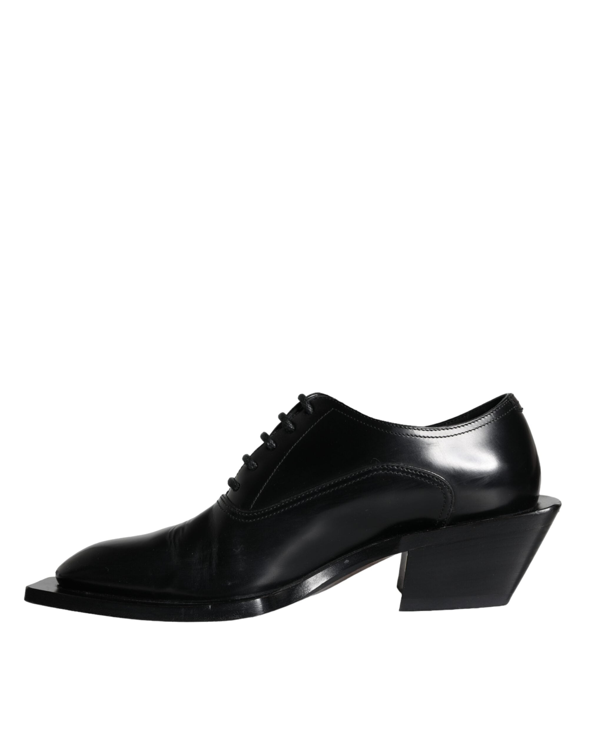 Dolce &amp; Gabbana Black Calfskin Leather Derby Dress Men Shoes