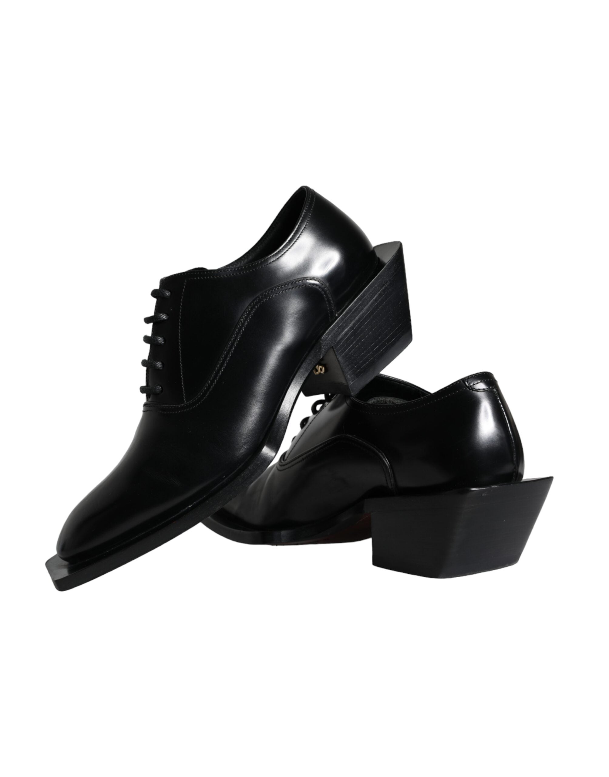 Dolce &amp; Gabbana Black Calfskin Leather Derby Dress Men Shoes