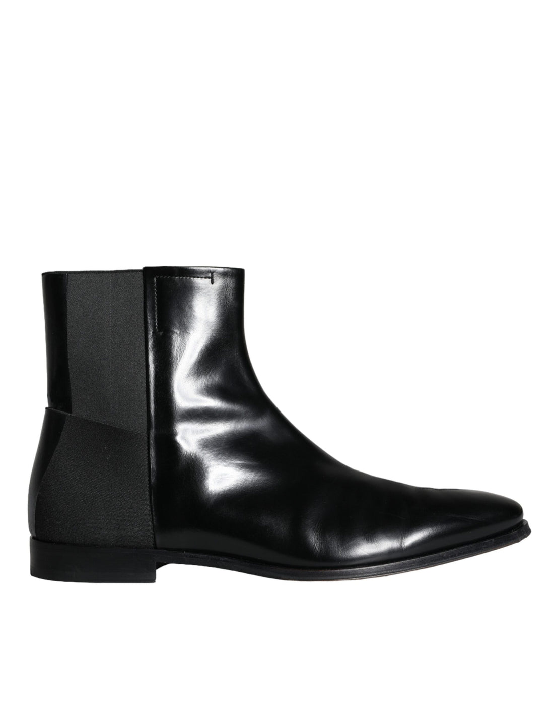 Dolce &amp; Gabbana Black Calf Leather Men Ankle Boots Men Shoes