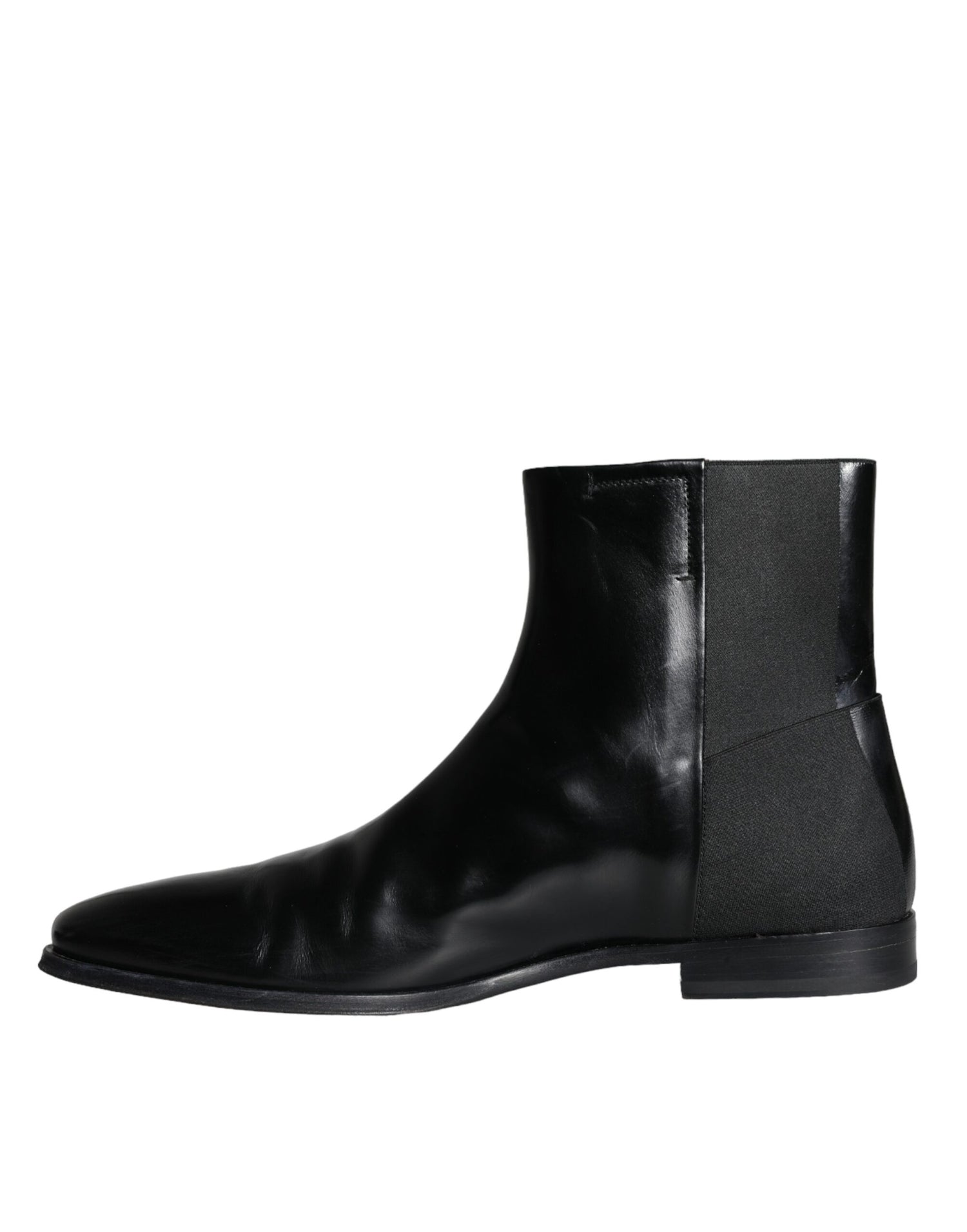 Dolce &amp; Gabbana Black Calf Leather Men Ankle Boots Men Shoes