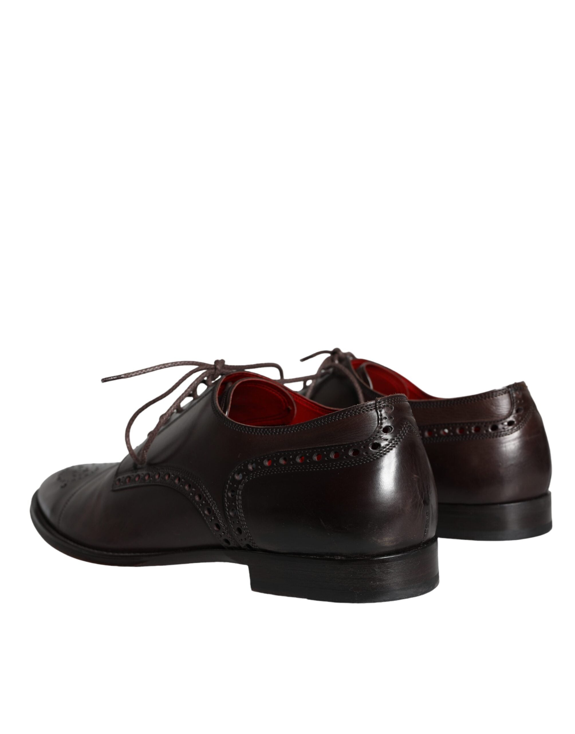 Dolce &amp; Gabbana Brown Calfskin Leather Lace Up Oxford Shoes