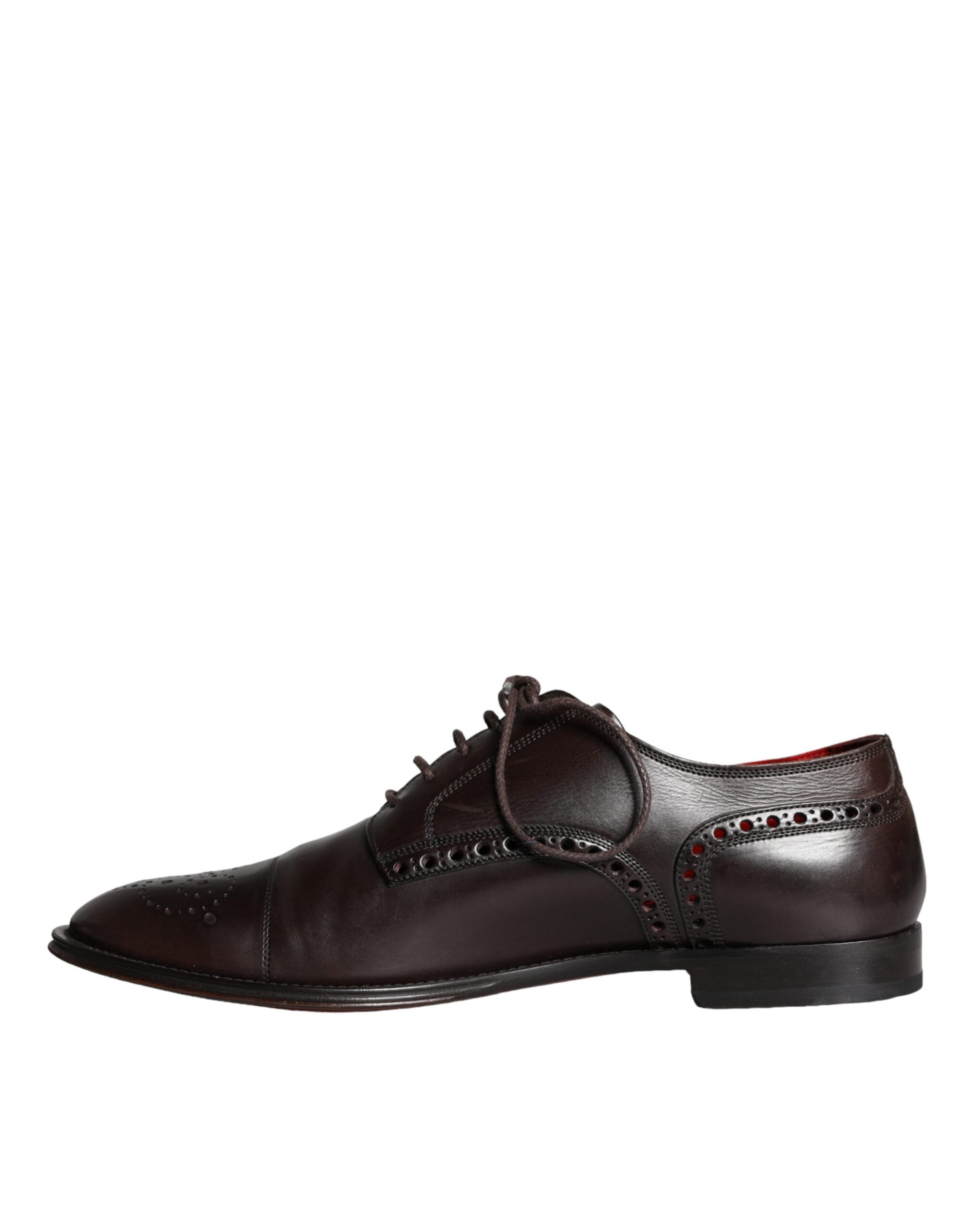 Dolce &amp; Gabbana Brown Calfskin Leather Lace Up Oxford Shoes